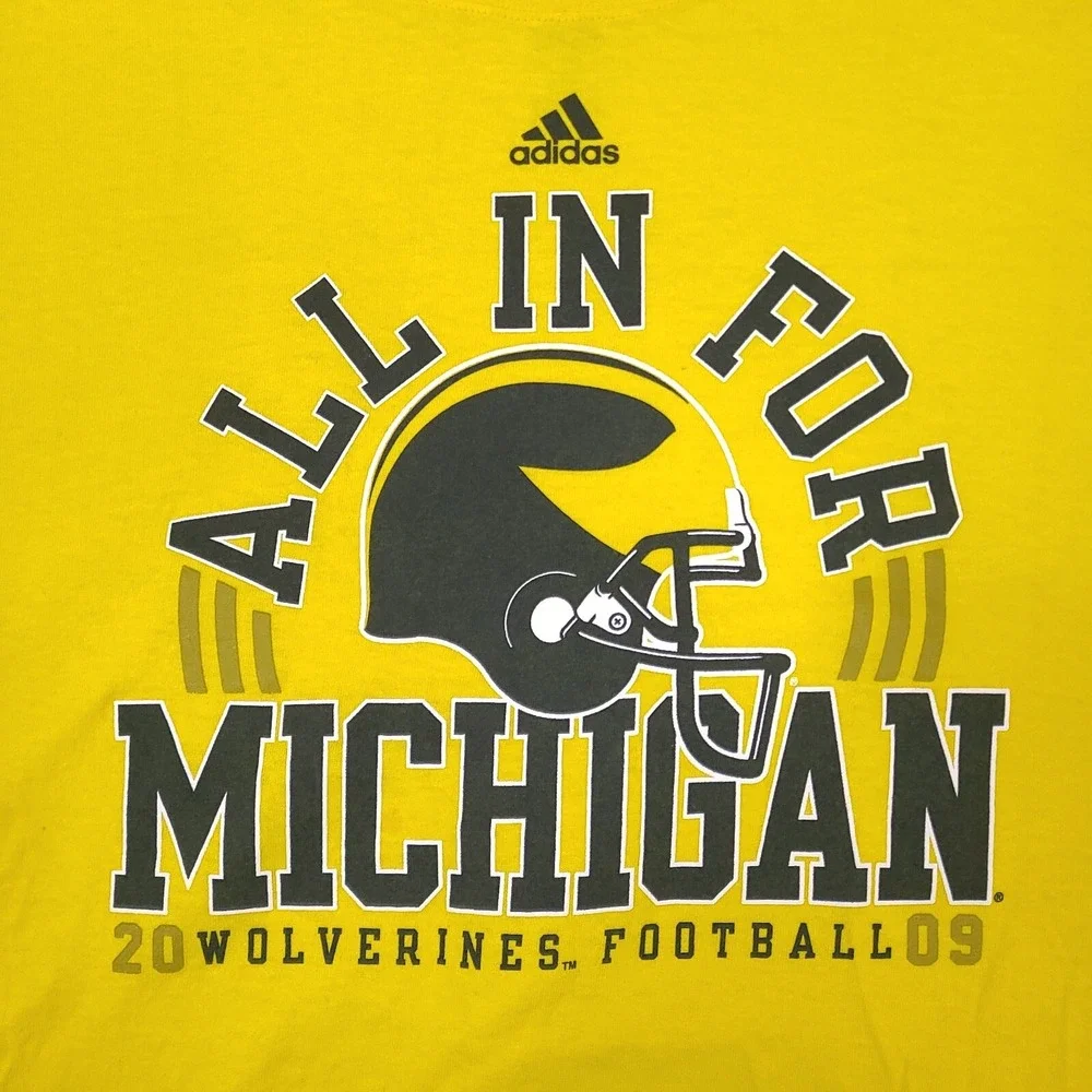 Michigan Wolverines Shirt Men XXL Yellow Adidas NCAA Football The Big House 2009